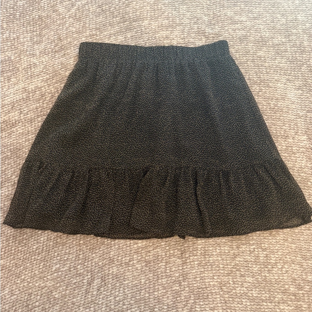 LOFT Black Mini Skirt with Ruffle Hem